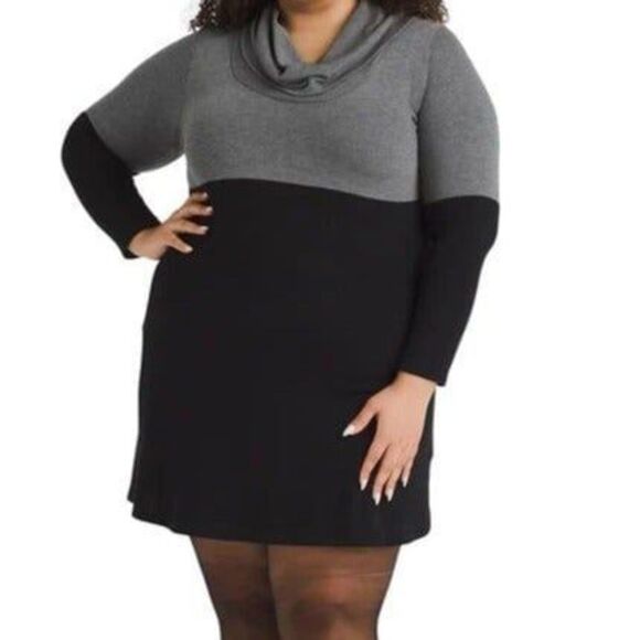 Karen Kane black & gray cowl neck sweater dress Size 2X - Picture 1 of 3